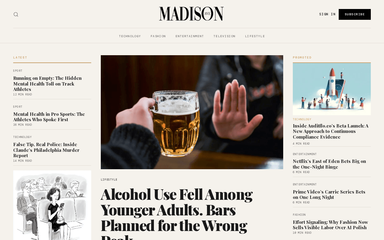 Madison Ave Magazine homepage