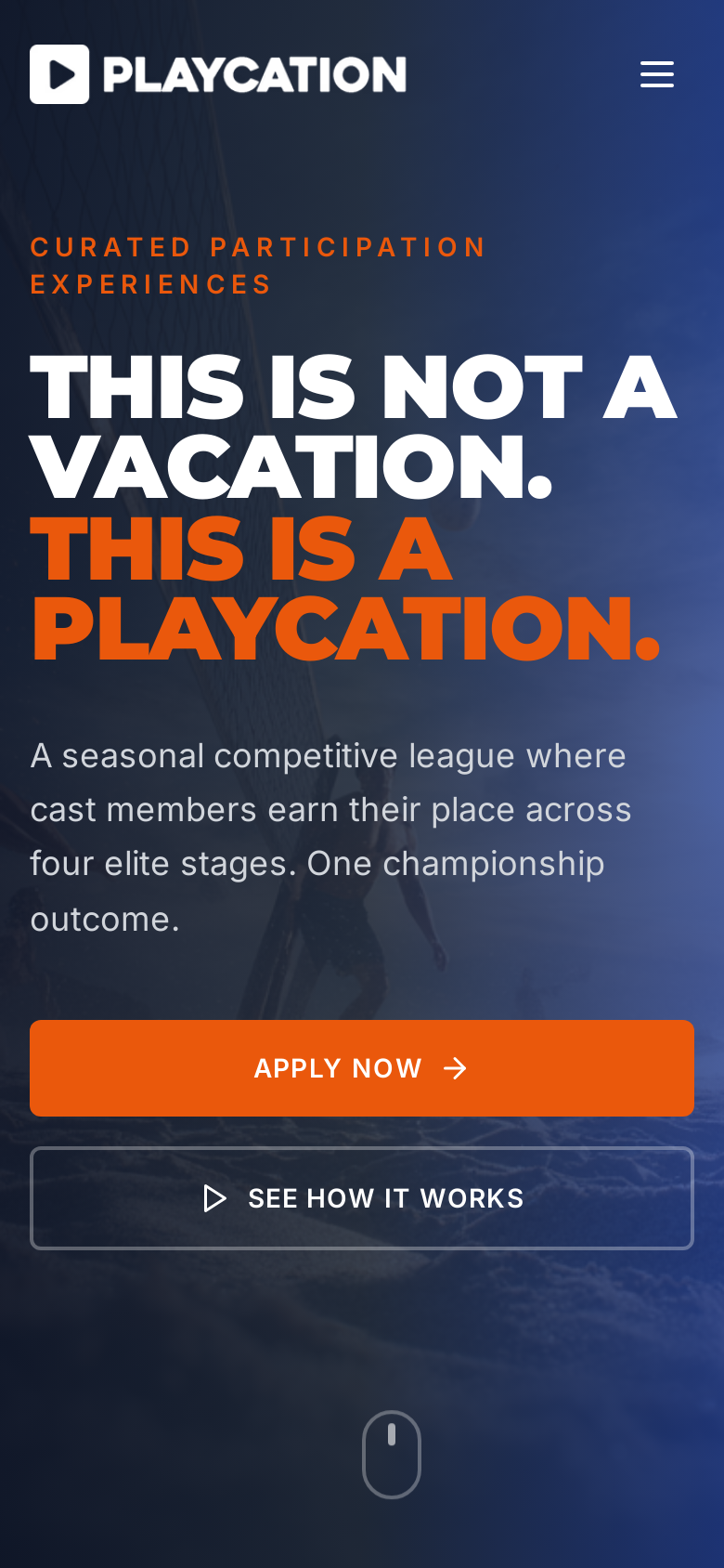 Playcation.tv homepage on a phone